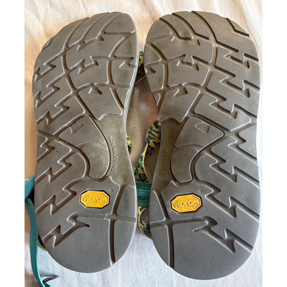 Chaco Z2 Classic Sandals Womens 9 Leopard Print Teal Yellow Vibram Made in USA - Picture 6 of 7